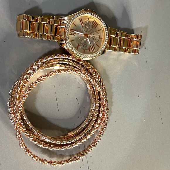 Jessica Carlyle Accessories - Jessica Carlyle rose gold color plated watch and bangle set